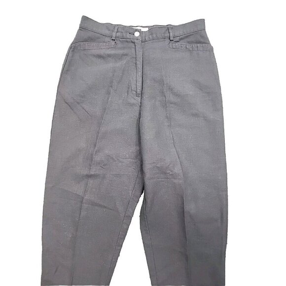 Talbots Pants Cropped Black Irish Linen & Cotton High Rise Casual Women's 10P - Picture 2 of 7